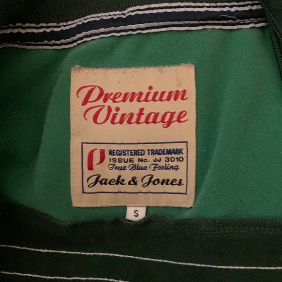 Jack&Jones Premium VTG Varsity Green Ribbed Bomber Baseball Jacket Streetwear - Picture 3 of 7